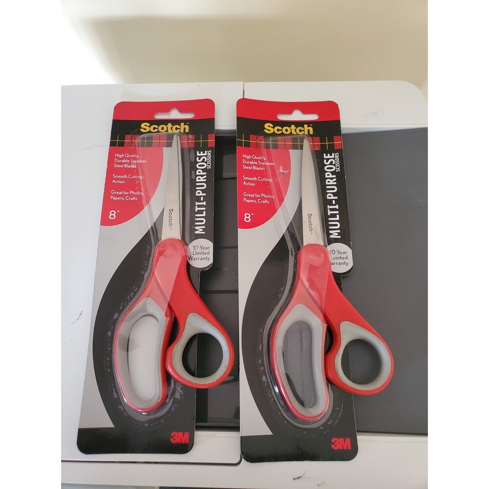 Scotch Multi-purpose Scissors - 8" Length - Straight-left/right - Lot Of 2.